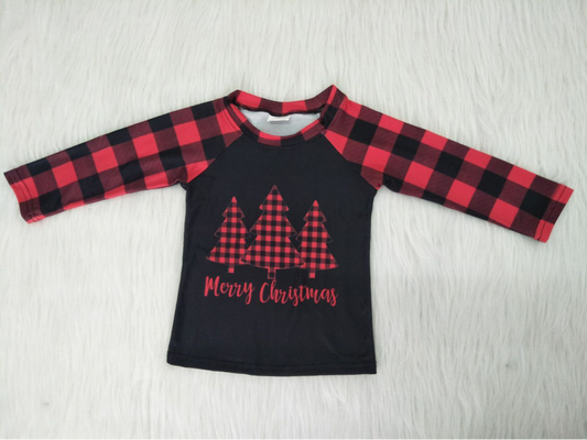 6 A17-16-1 Red Plaid Long Sleeve Top