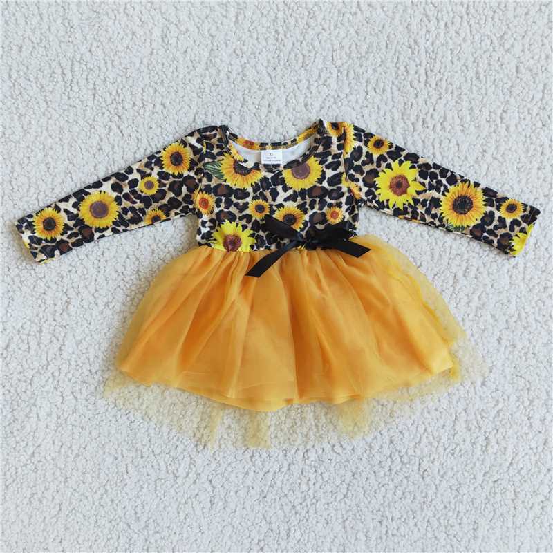 6 A29-27 Sunflower leopard print tulle skirt with bow