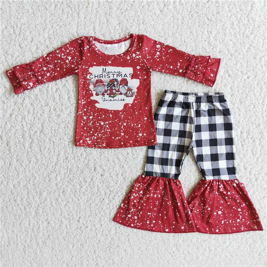 6 B5-17 Santa hat old man long sleeve plaid pants suit