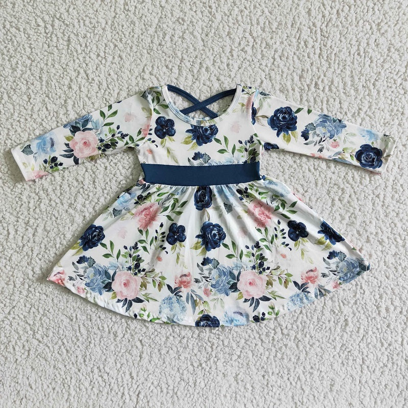 6 A8-5 baby girls blue floral dress