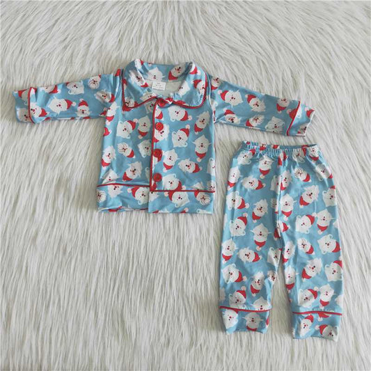 6 A22-17 Light Blue Santa Boy Pajama Set