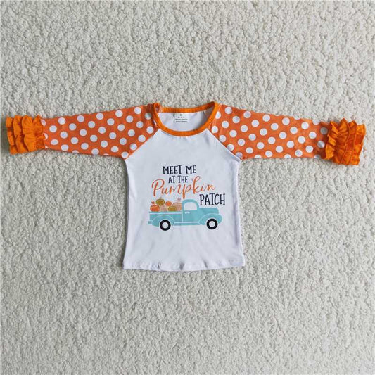 6 B6-31 Orange lace long sleeved pumpkin top