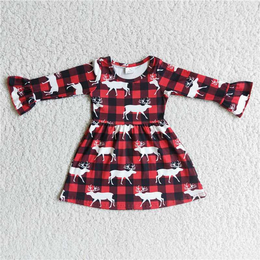 6 B2-21 Long Sleeve Red Plaid Deer Skirt