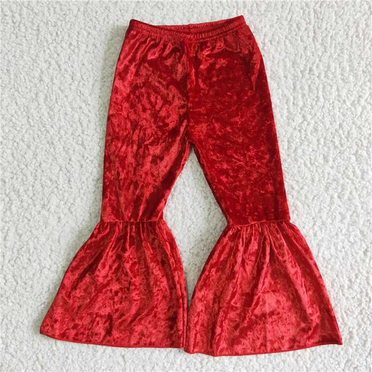 B3-11 Red Velvet Flared Trousers