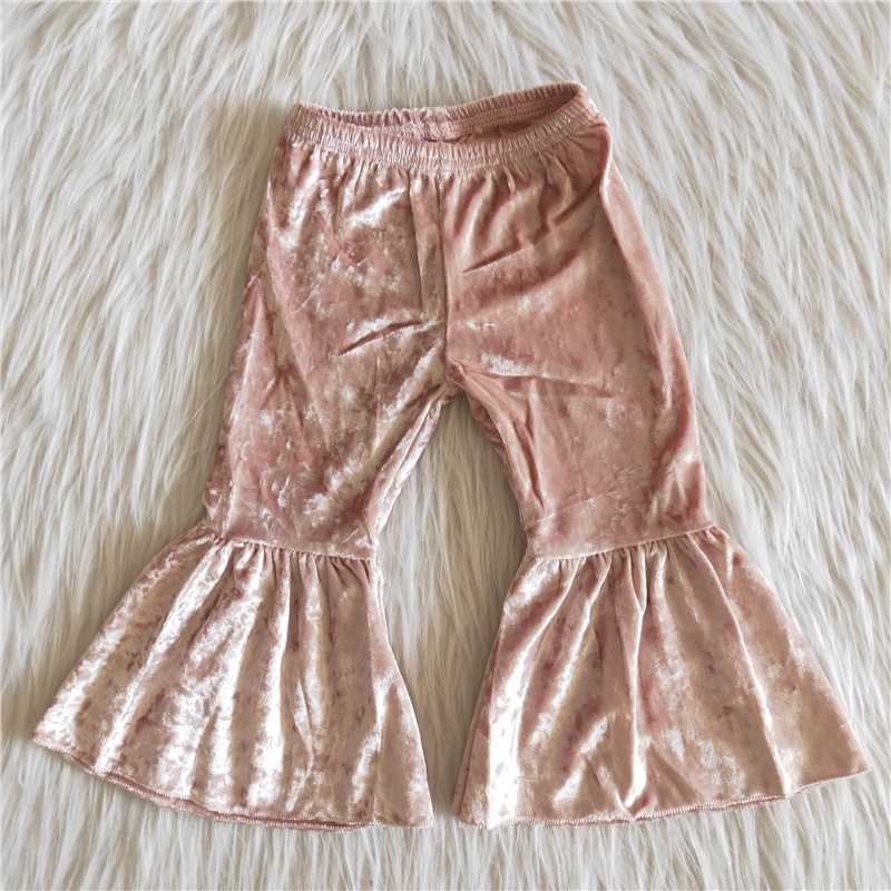 A7-21-1 Skin Tone Velvet Flared Pants