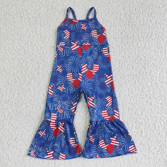 SR0056 4th of July National Day Striped Sling Bodysuit