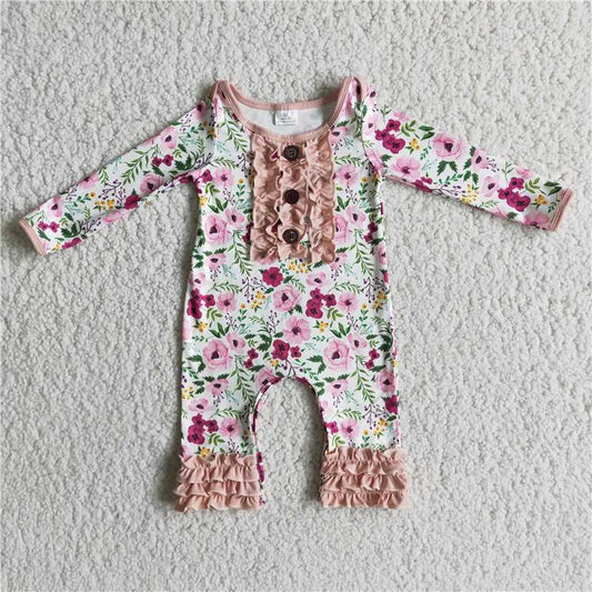 6 A22-3 Floral multilayer lace baby romper onesie