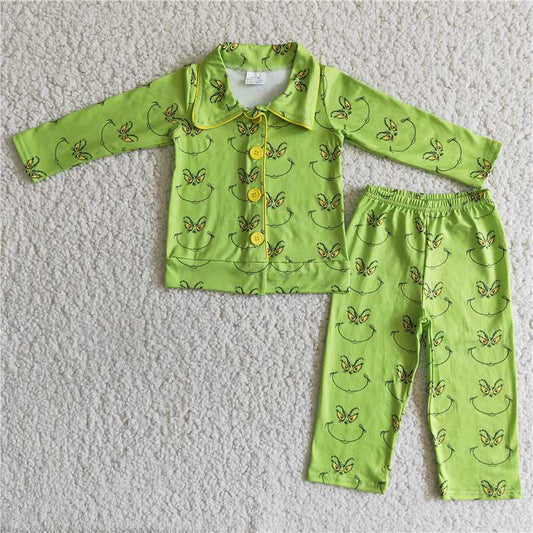6 B8-38 Baby boy's green pajama set