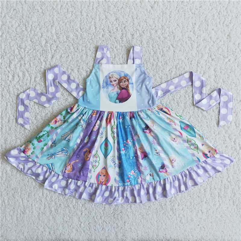 C3-16 New summer cartoon purple polka dot skirt D 6.10