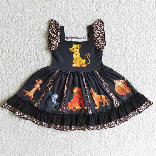A17-11 New summer Lion Little Flying Sleeve Black Skirt