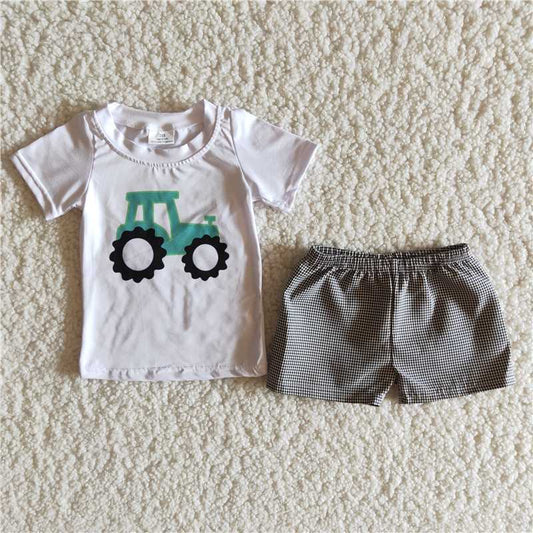 A9-23 Tractor White Top Plaid Pants Set D 5.15