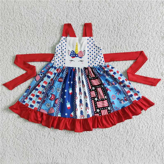 C10-10 New summer Shoulder straps National Day skirt