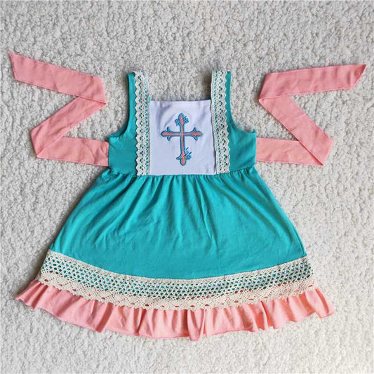 A11-14 New summer Embroidered Cross Lace Strap Dress