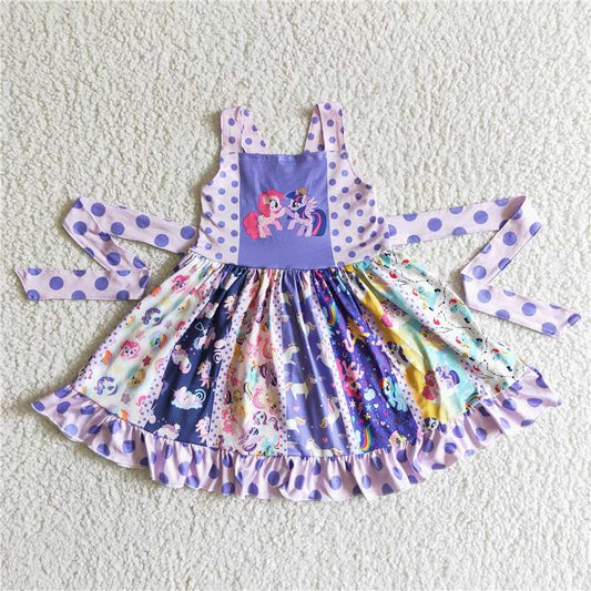A17-4 New summer Purple Strap Pony Dress