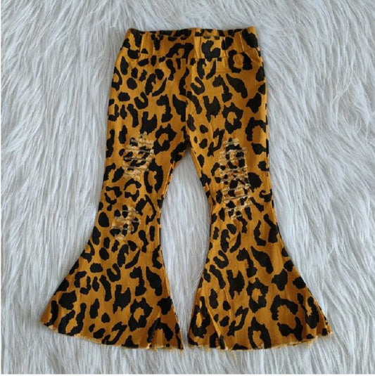 New fashion baby girls  Gold Leopard Jeans C16-6-1