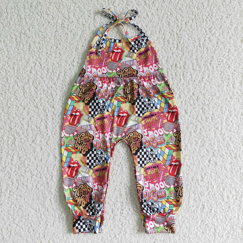 SR0054 Girls Big Tongue Rubik's Cube Letter Tie One Piece