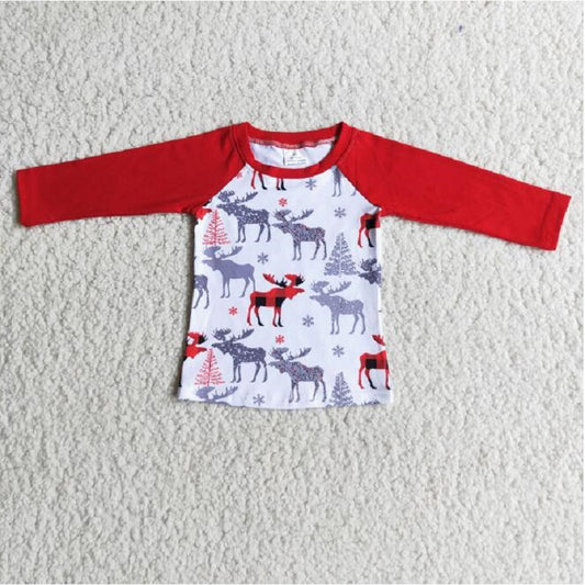 6 C8-29 Red Long Sleeve Elk Top D 1021