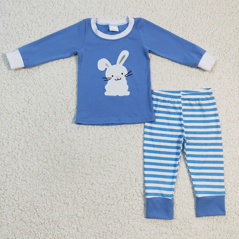 6 B13-27 Easter Cotton Embroidered Bunny Boys Pajama Set