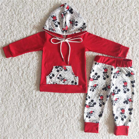 6 A30-12  Hoodie Red Pants Set
