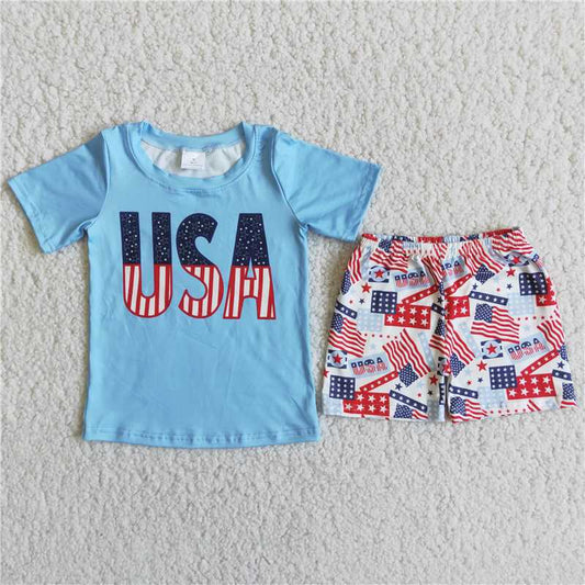 D11-19 4th of July  USA flag boy suit