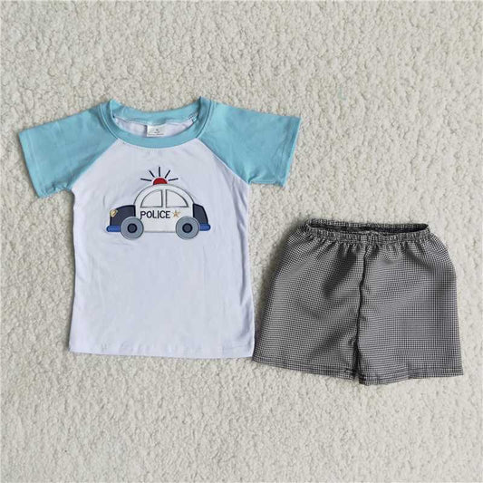 B18-4 Boys Embroidered Police Car Seekers Set
