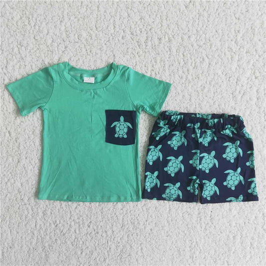 C9-4Green Turtle Pocket Summer Boy Set