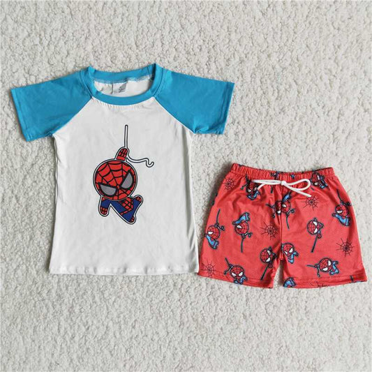B18-3 Light Blue Spider-Man Boys Short Sleeve Suit