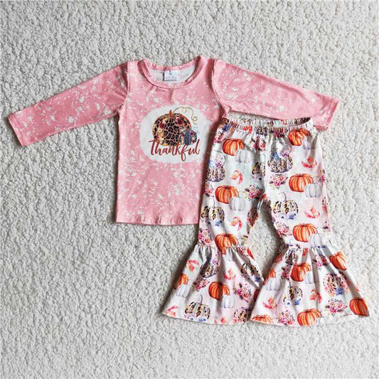 6 A2-3 Long Sleeve Pink Top Pumpkin Flared Pants Set D 9.29