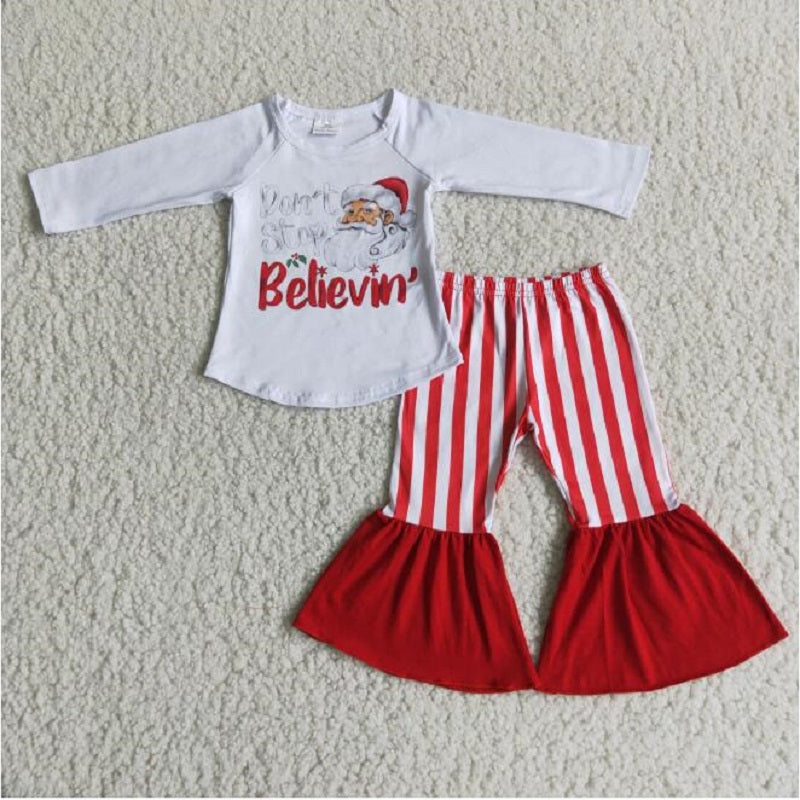 6 A19-30 Santa Claus top red and white striped pants suit
