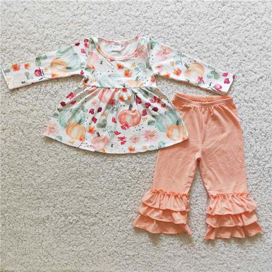 6 A2-15 floral pumpkin ruffle pants set