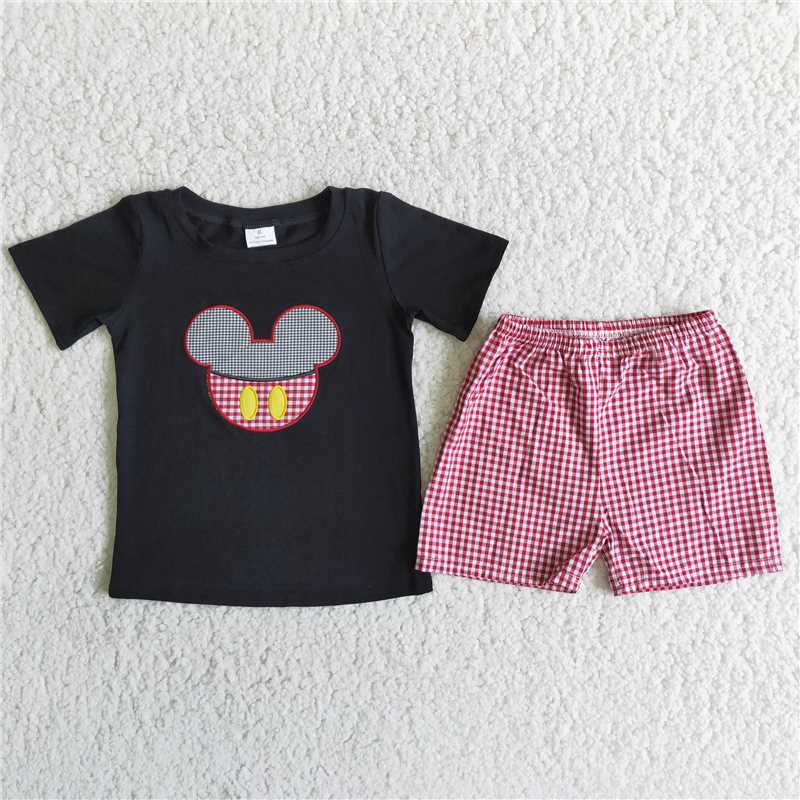 D5-15 baby boy embroideryfine red plaid suit