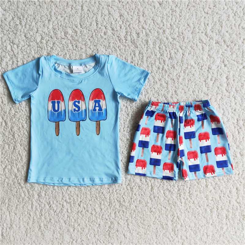 D7-15 4th of July Blue USA Popsicle Boy Set