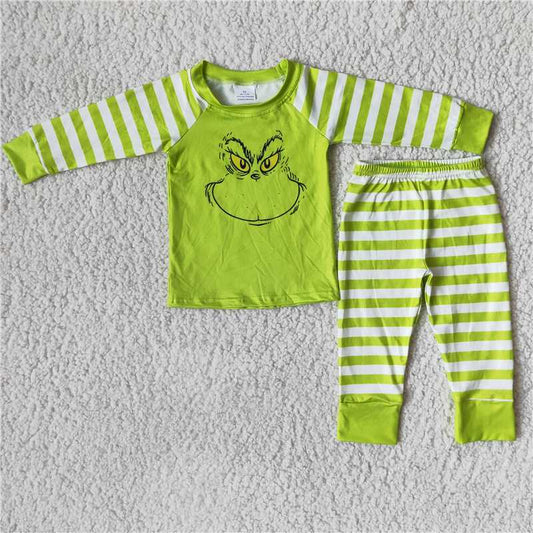6 B7-2 Green Striped Long Sleeve Pyjamas
