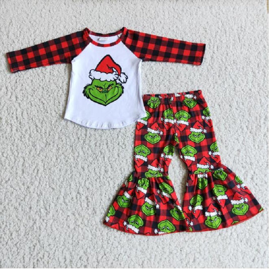 6 A18-30 Cartoon christmas girl plaid suit