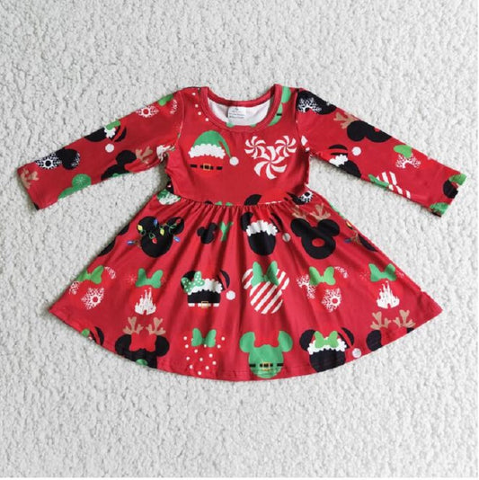 6 A11-4 Christmas cartoon red long sleeve skirt D 1021