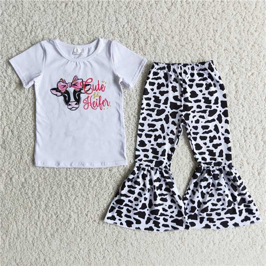 B4-21 Bow Cow Short Sleeve Pattern Pants