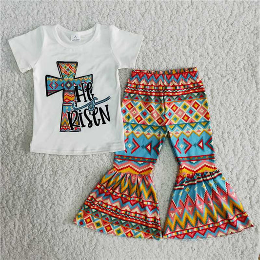 B11-15 Easter Cross Short Sleeve + Pants Set