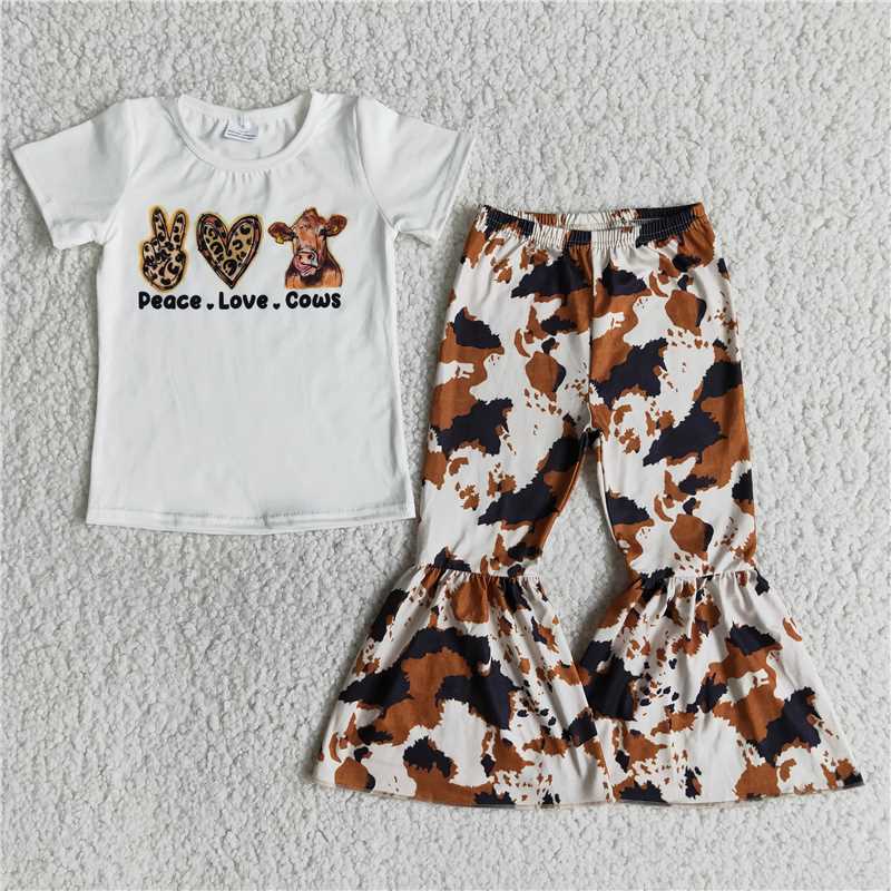 B10-16 cows short sleeve ink trousers set