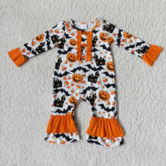 6 A16-21 Halloween Pumpkin Button Jumpsuit D 927
