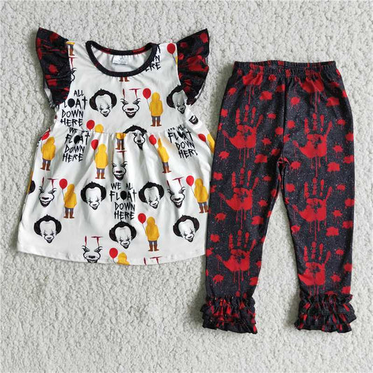 E4-14 halloween balloon flying sleeve top red palm long set
