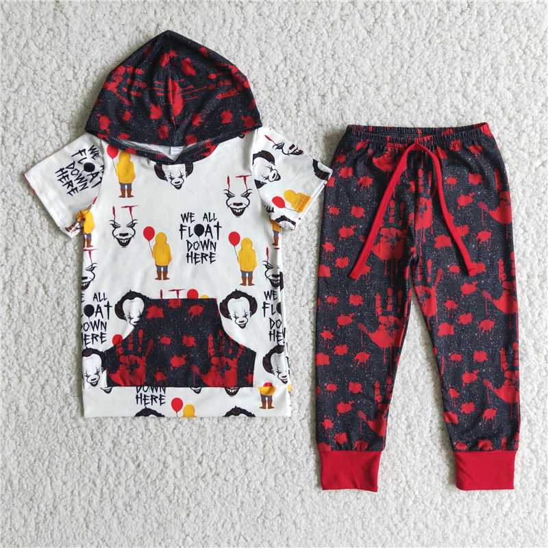E2-18 halloween clown blood hooded set