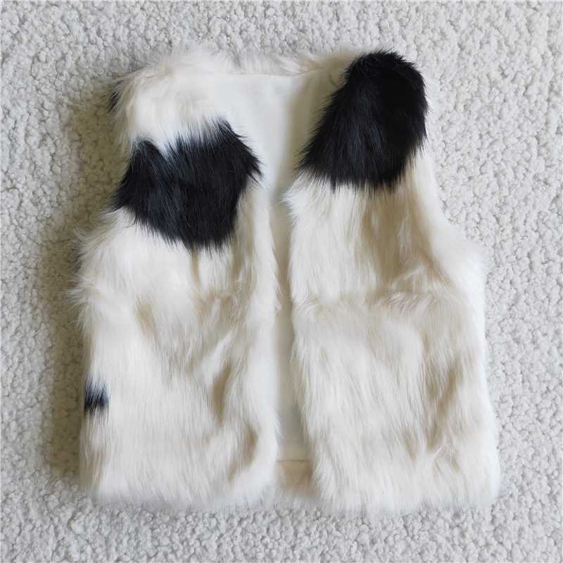 6 A21-13 Cow Flower Plush Vest Jacket