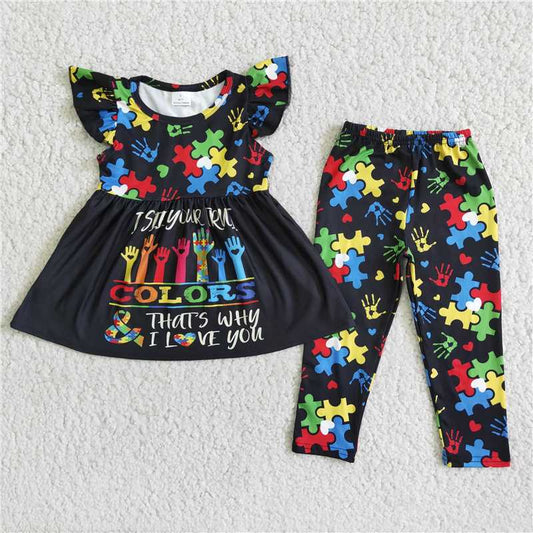 D8-20 Cartoon Black top trousers set