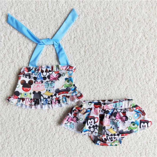 E8-30 Baby Girls Cartoon lace-up swimsuit