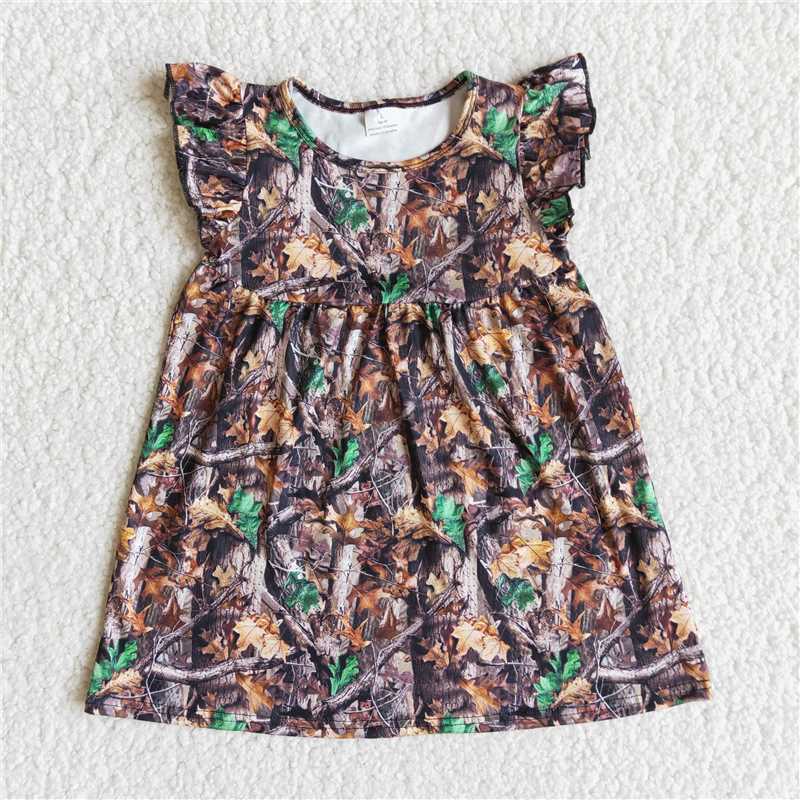 E12-3 flutter sleeve camo dress