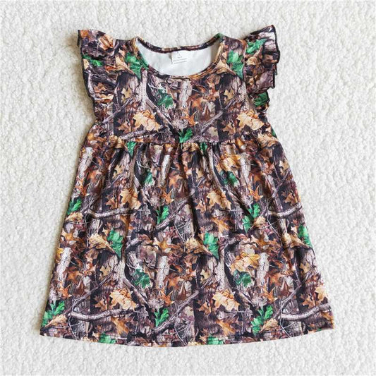 E12-3 flutter sleeve camo dress