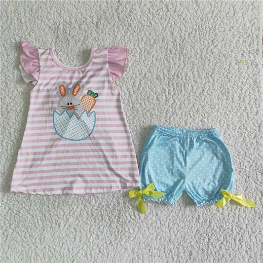 C0-28 Striped Rabbit Short Sleeve Shorts