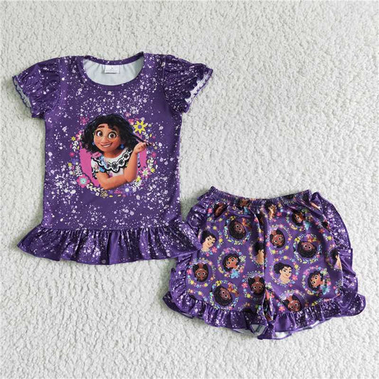 GSSO0003 Dark Purple Tie-Dye Short Sleeve Shorts Set