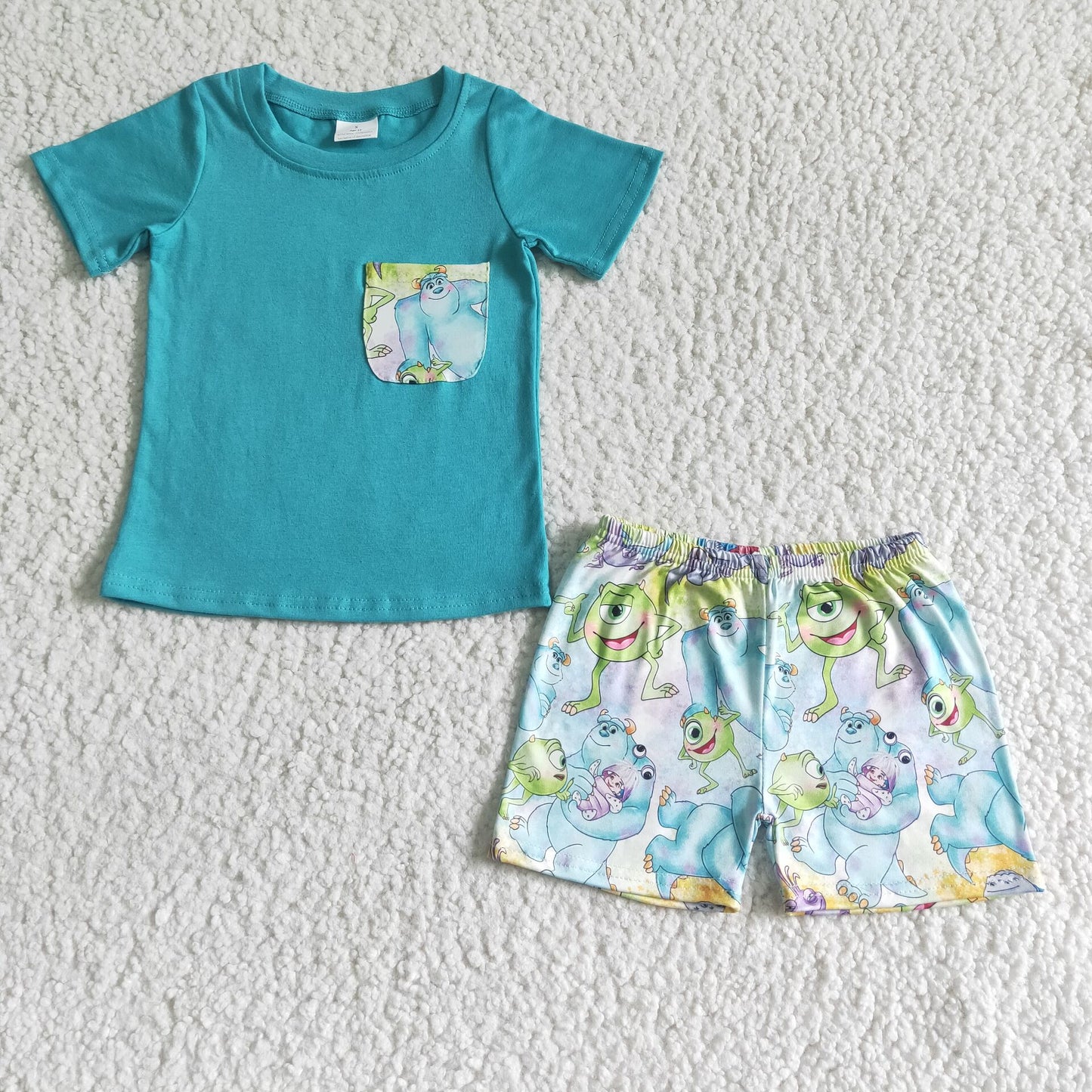 BSSO0021 cartoon one-eyed monster boy shorts set