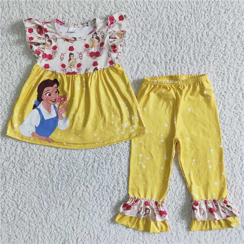 GSPO0057 Yellow Flying Sleeve Pants Set